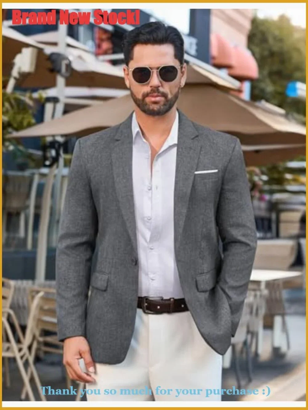 Lightweight Polyester Blend Blazer One Button Slim Fit Sport Coat